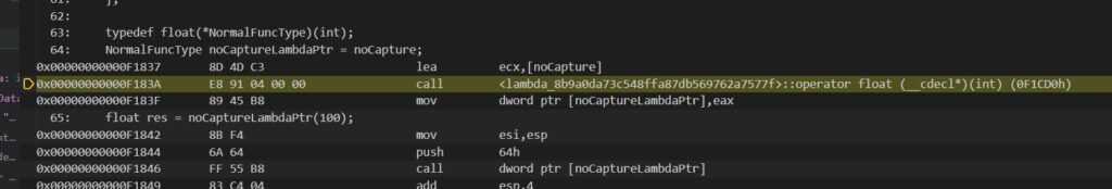 Bind Lambda To Function Pointer - NoCapture lambda Disassembly