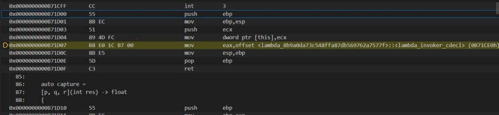 Bind Lambda To Function Pointer - NoCapture lambda Disassembly 2